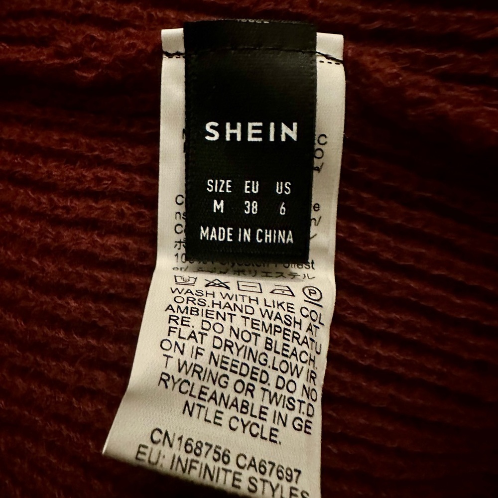 🌹‎ Chic Burgundy Knit Dress by SHEIN – Long Sleeve Elegance ✨ - Picture 5 of 5
